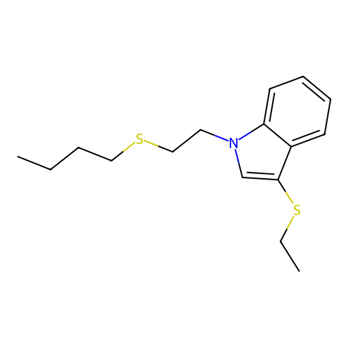 1H-Indole, 1-(2-(butylthio)ethyl)-3-(ethylthio)- structure