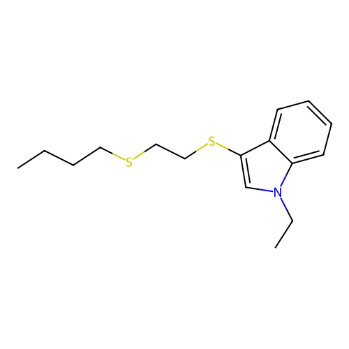 1H-Indole, 3-((2-(butylthio)ethyl)thio)-1-ethyl- structure