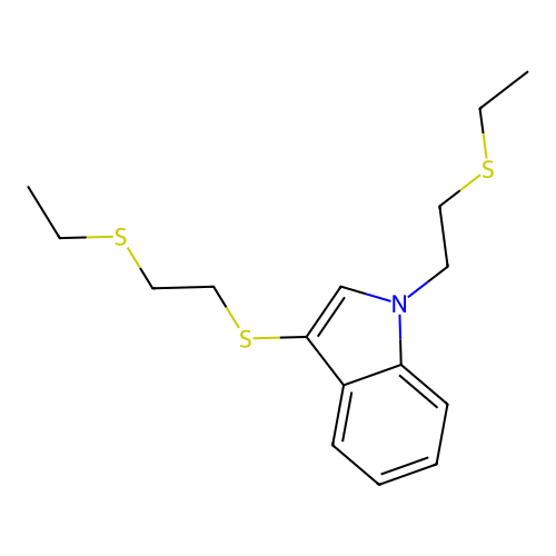 1H-Indole, 1-(2-(ethylthio)ethyl)-3-((2-(ethylthio)ethyl)thio)- structure