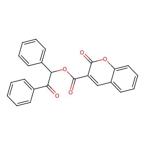 2-oxo-1,2-diphenylethyl 2-oxo-2H-chromene-3-carboxylate structure
