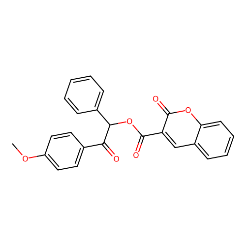 2-(4-methoxyphenyl)-2-oxo-1-phenylethyl 2-oxo-2H-chromene-3-carboxylate structure