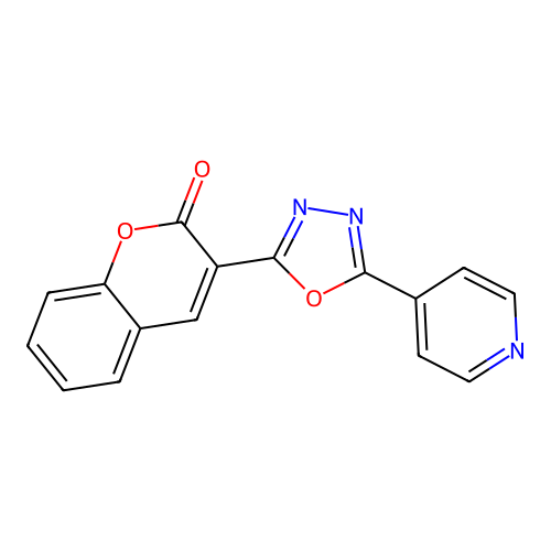 3-[5-(pyridin-4-yl)-1,3,4-oxadiazol-2-yl]-2H-chromen-2-one structure