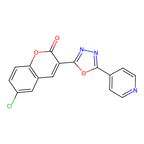 6-chloro-3-[5-(pyridin-4-yl)-1,3,4-oxadiazol-2-yl]-2H-chromen-2-one structure