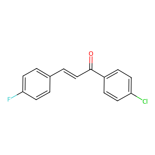 (E)-1-(4-chlorophenyl)-3-(4-fluorophenyl)prop-2-en-1-one structure