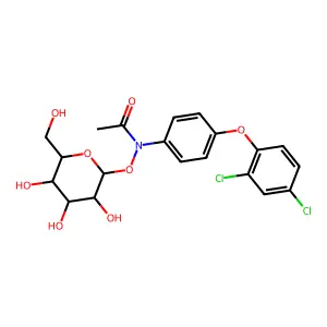 1-((Acetyl(4-(2,4-dichlorophenoxy)phenyl)amino)oxy)-1-deoxy-beta-D-Glucopyranose structure