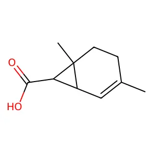 (1S,6S,7R)-3,6-dimethylbicyclo[4.1.0]hept-2-ene-7-carboxylic acid structure