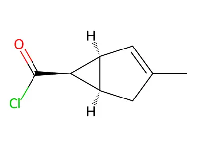 (1R,5R,6R)-3-methylbicyclo[3.1.0]hex-3-ene-6-carbonyl chloride structure