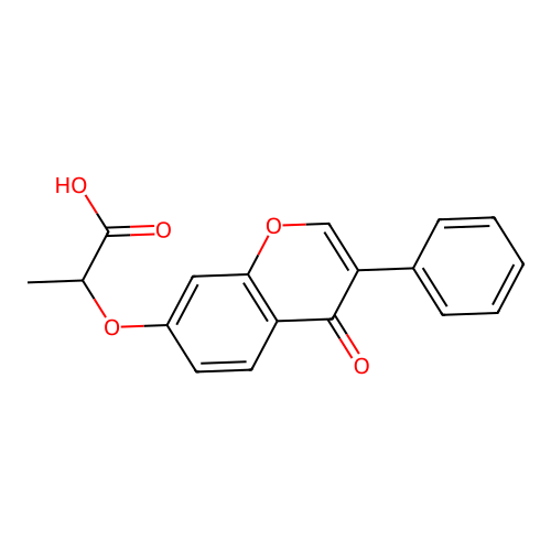 2-((4-Oxo-3-phenyl-4H-1-benzopyran-7-yl)oxy)propanoic acid structure