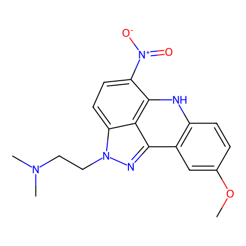N,N-Dimethyl-9-methoxy-5-nitropyrazolo(3,4,5-kl)acridine-2(6H)-ethanamine structure
