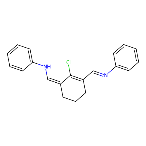 N-[(Z)-[2-chloro-3-(phenyliminomethyl)cyclohex-2-en-1-ylidene]methyl]aniline structure