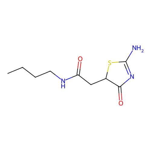 N-butyl-2-(2-imino-4-oxo-1,3-thiazolidin-5-yl)acetamide structure