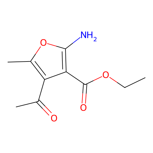 Ethyl 4-acetyl-2-amino-5-methyl-3-furoate structure