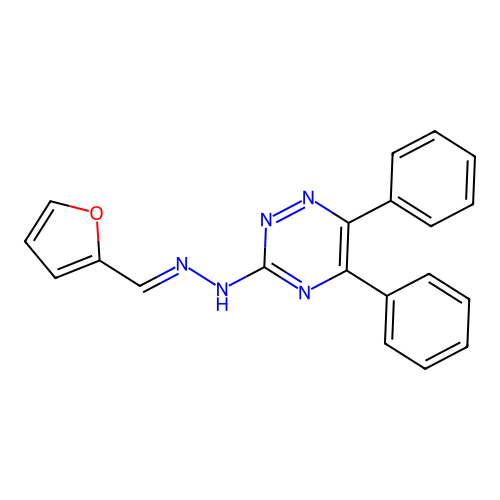 N-[(E)-furan-2-ylmethylideneamino]-5,6-diphenyl-1,2,4-triazin-3-amine structure