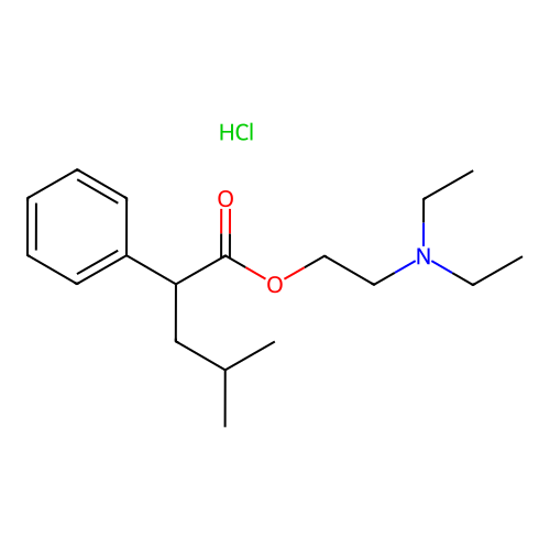 2-(Diethylamino)ethyl 4-methyl-2-phenylpentanoate--hydrogen chloride (1/1) structure