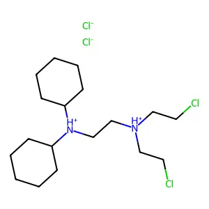 Ethylenediamine, N,N-bis(2-chloroethyl)-N',N'-dicyclohexyl-, dihydrochloride structure