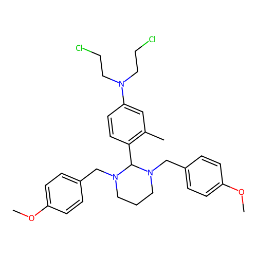4-[1,3-bis[(4-methoxyphenyl)methyl]-1,3-diazinan-2-yl]-N,N-b structure