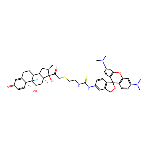 N-(dexamethasone 21-S-ethyl-2'-amino)tetramethylrhodamine structure