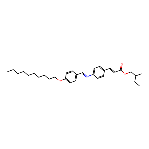 2-Methylbutyl p-decyloxybenzylidene p-aminocinnamate structure