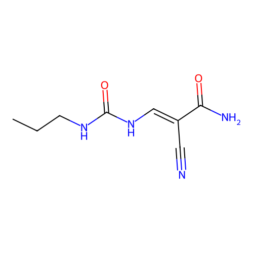 (E)-2-cyano-3-(propylcarbamoylamino)prop-2-enamide structure