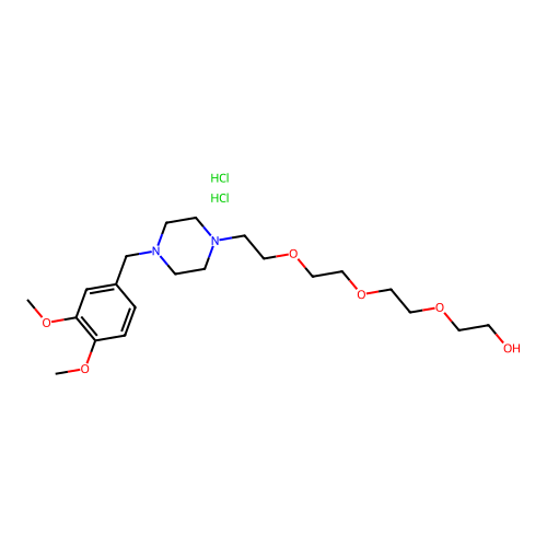 Ethanol, 2-(2-(2-(2-(4-((3,4-dimethoxyphenyl)methyl)-1-piperazinyl)ethoxy)ethoxy)ethoxy)-, dihydrochloride structure