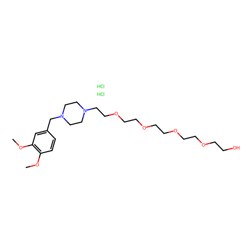 3,6,9,12-Tetraoxatetradecan-1-ol, 14-(4-((3,4-dimethoxyphenyl)methyl)-1-piperazinyl)-, dihydrochloride structure
