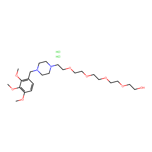 3,6,9,12-Tetraoxatetradecan-1-ol, 14-(4-((2,3,4-trimethoxyphenyl)methyl)-1-piperazinyl)-, dihydrochloride structure