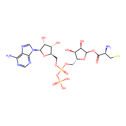 L-Cysteine, 5-O-((5'-adenylyloxy)hydroxyphosphinyl)-D-ribofuranosyl ester structure