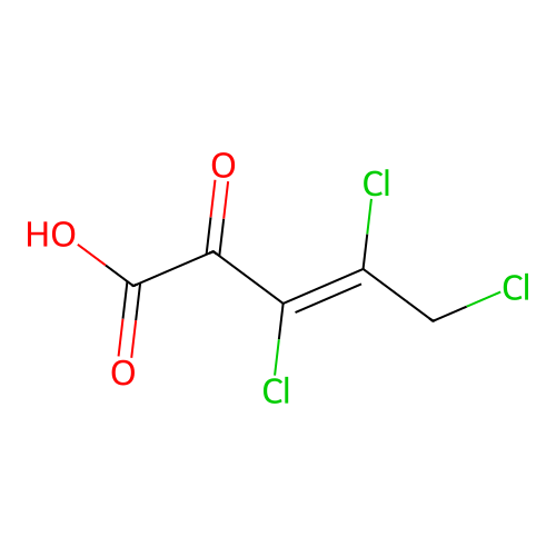 (E)-3,4,5-trichloro-2-oxopent-3-enoic acid structure