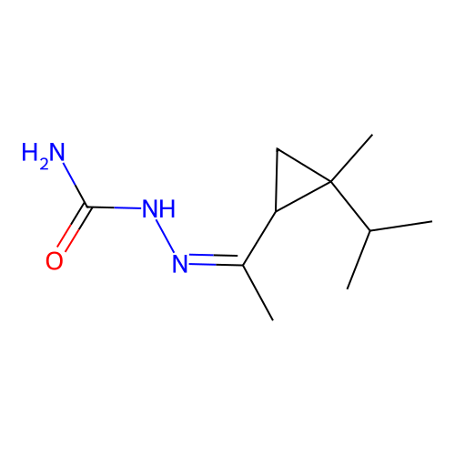 (2Z)-2-{1-[2-methyl-2-(propan-2-yl)cyclopropyl]ethylidene}hydrazinecarboxamide structure