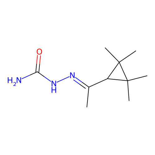 (2E)-2-[1-(2,2,3,3-tetramethylcyclopropyl)ethylidene]hydrazinecarboxamide structure