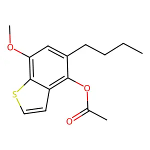 Benzo(b)thiophene-4-ol, 5-butyl-7-methoxy-, 4-acetate structure