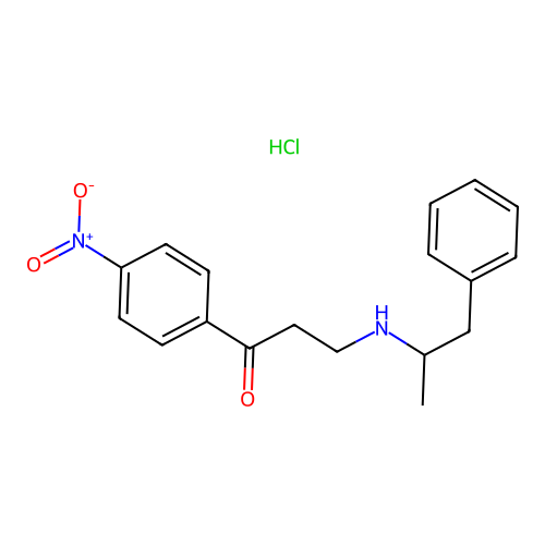 Propiophenone, 3-((alpha-methylphenethyl)amino)-4'-nitro-, monohydrochloride structure