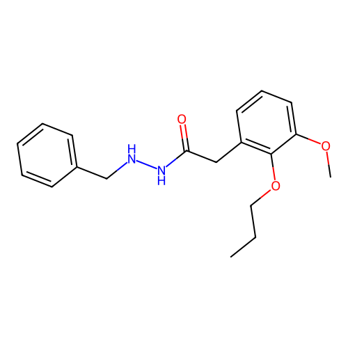 Acetic acid, (3-methoxy-2-propoxyphenyl)-, 2-benzylhydrazide structure