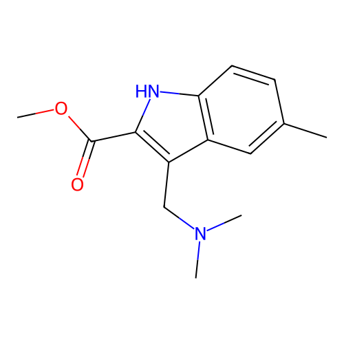 methyl 3-((dimethylamino)methyl)-5-methyl-1H-indole-2-carboxylate structure