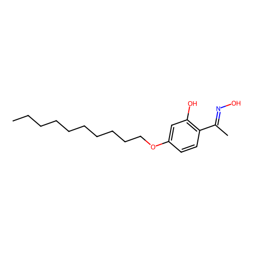 5-decoxy-2-(N-hydroxy-C-methylcarbonimidoyl)phenol structure