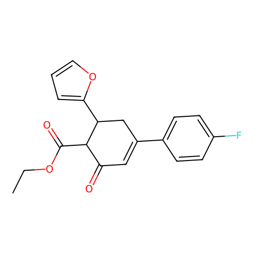 Ethyl 4-(4-fluorophenyl)-6-(furan-2-yl)-2-oxocyclohex-3-ene-1-carboxylate structure