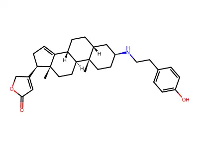 Carda-14,20(22)-dienolide, 3-((2-(4-hyroxyphenyl)ethyl)amino)-, (3beta,5beta)- structure