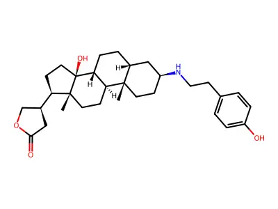 14-Hydroxy-3-{[2-(4-hydroxyphenyl)ethyl]amino}cardanolide structure