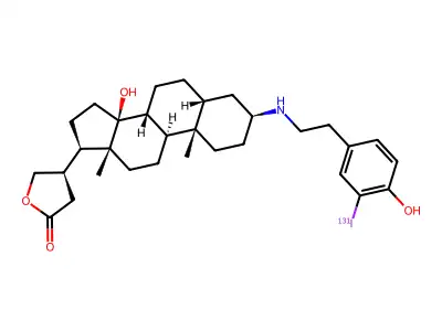 14-Hydroxy-3-({2-[4-hydroxy-3-(~131~I)iodophenyl]ethyl}amino)cardanolide structure