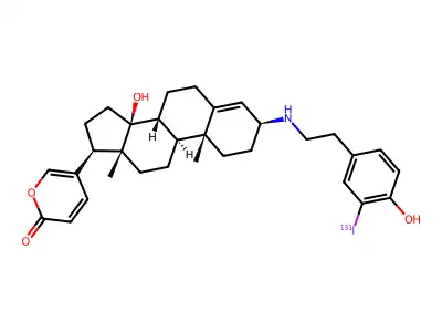 Bufa-4,20,22-trienolide, 14-hydroxy-3-((2-(4-hydroxy-3-(iodo-131I)phenyl)ethyl)amino)-, (3bea)- structure