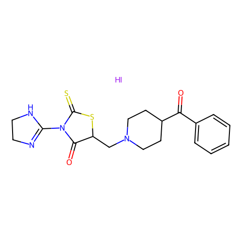 4-Thiazolidinone, 5-((4-benzoyl-1-piperidinyl)methyl)-3-(4,5-dihydro-1H-imidazol-2-yl)-2-thioxo-, monohydriodide structure