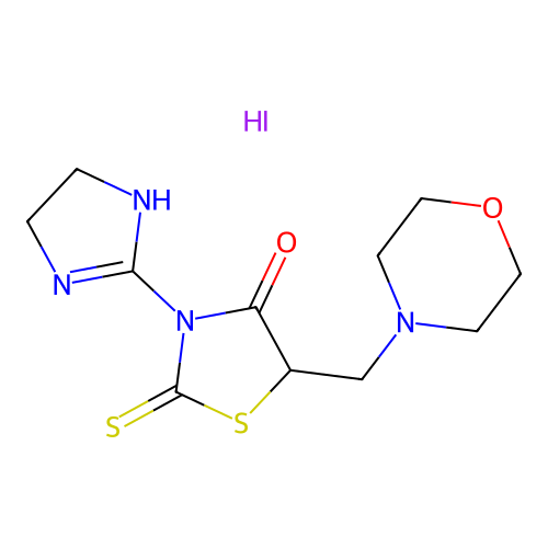 3-(4,5-Dihydro-1H-imidazol-2-yl)-5-(4-morpholinylmethyl)-2-thioxo-4-thiazolidinone HI structure