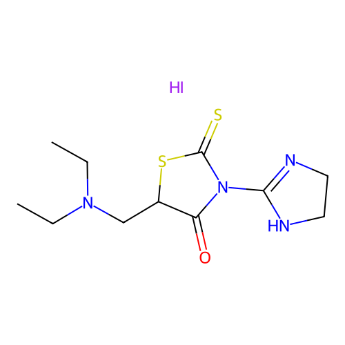 5-((Diethylamino)methyl)-3-(4,5-dihydro-1H-imidazol-2-yl)-2-thioxo-4-thiazolidinone HI structure