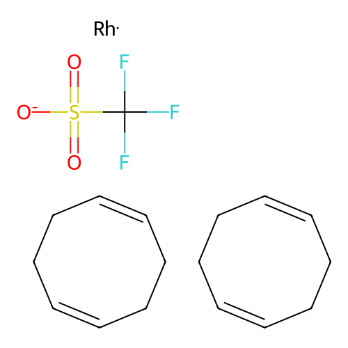 Bis(1,5-cyclooctadiene)rhodium(I) trifluoro methanesulfonate structure