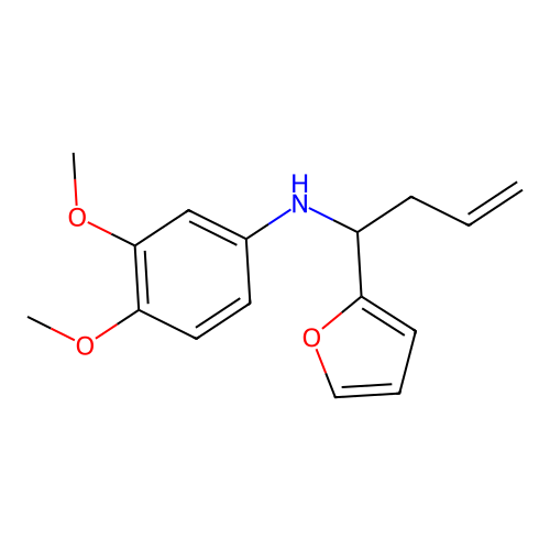 (3,4-Dimethoxy-phenyl)-(1-furan-2-yl-but-3-enyl)-amine structure