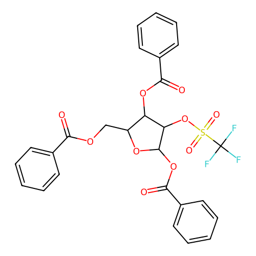 [3,5-Dibenzoyloxy-4-(trifluoromethylsulfonyloxy)oxolan-2-yl]methyl benzoate structure