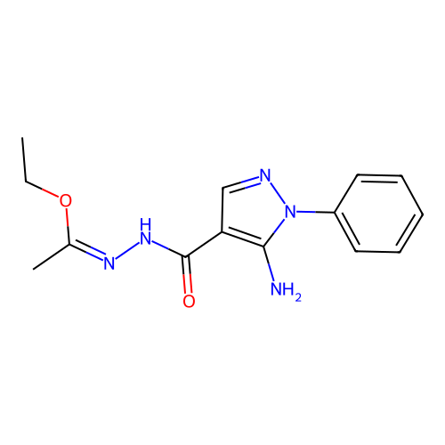 ethyl N-[(5-amino-1-phenyl-1H-pyrazol-4-yl)carbonyl]ethanehydrazonoate structure