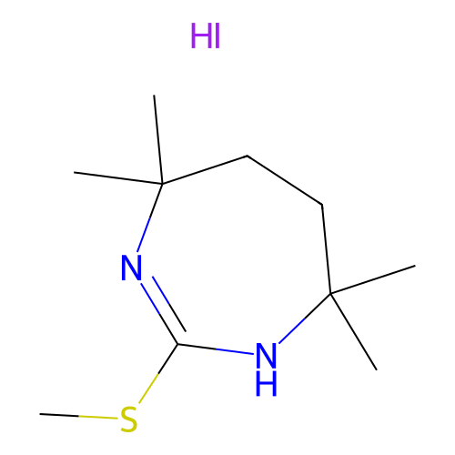 4,4,7,7-tetramethyl-2-(methylthio)-4,5,6,7-tetrahydro-1H-1,3-diazepine hydroiodide structure