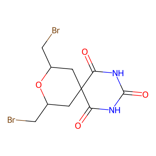 9-Oxa-2,4-diazaspiro(5.5)undecane-1,3,5-trione, 8,10-bis(bromomethyl)- structure