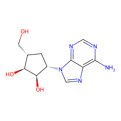 (1S,2R,3S,5S)-3-(6-aminopurin-9-yl)-5-(hydroxymethyl)cyclopentane-1,2-diol structure